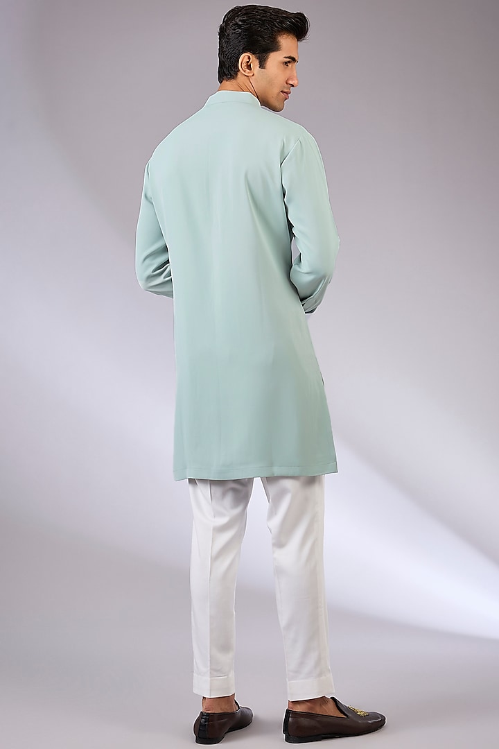 Mint Viscose Suiting Knit Bundi Jacket Set by Qbik Men at Pernia's Pop Up Shop