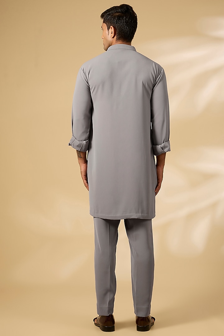 Grey Cotton Silk Nehru Jacket Set by Qbik Men at Pernia's Pop Up Shop