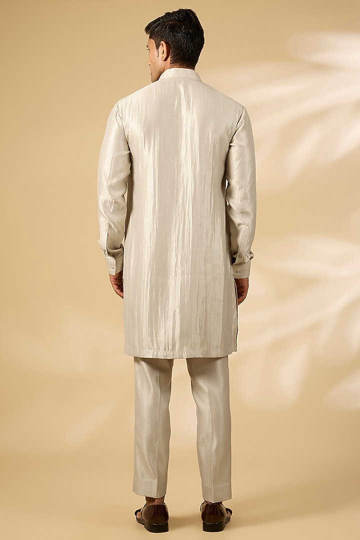 Ivory Cotton Matka & Viscose Suiting Nehru Jacket Set by Qbik Men at Pernia's Pop Up Shop