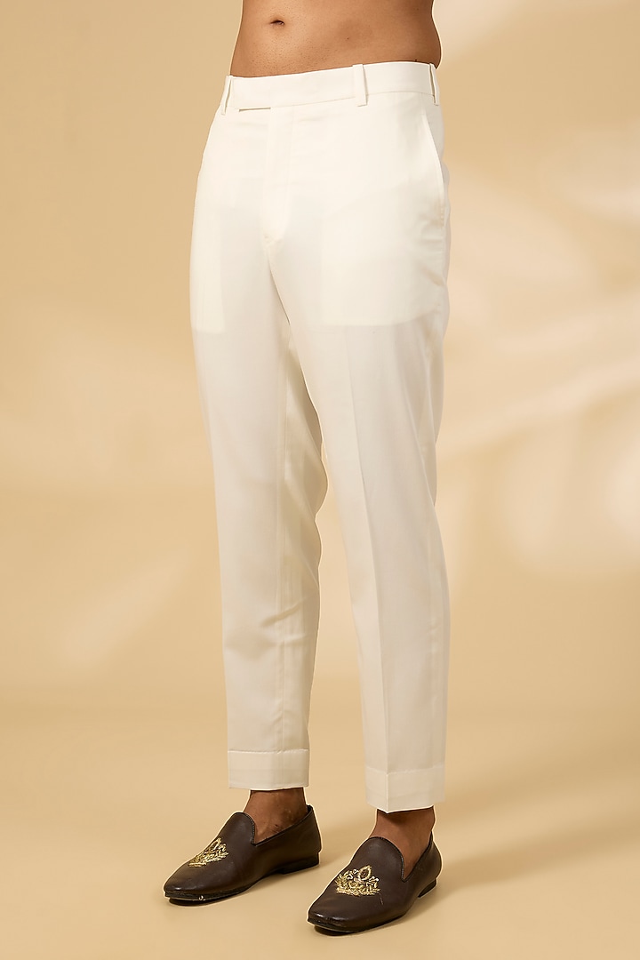 Ivory Georgette Striped Kurta Set by Qbik Men at Pernia's Pop Up Shop
