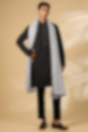 Black Georgette Kurta Set by Qbik Men