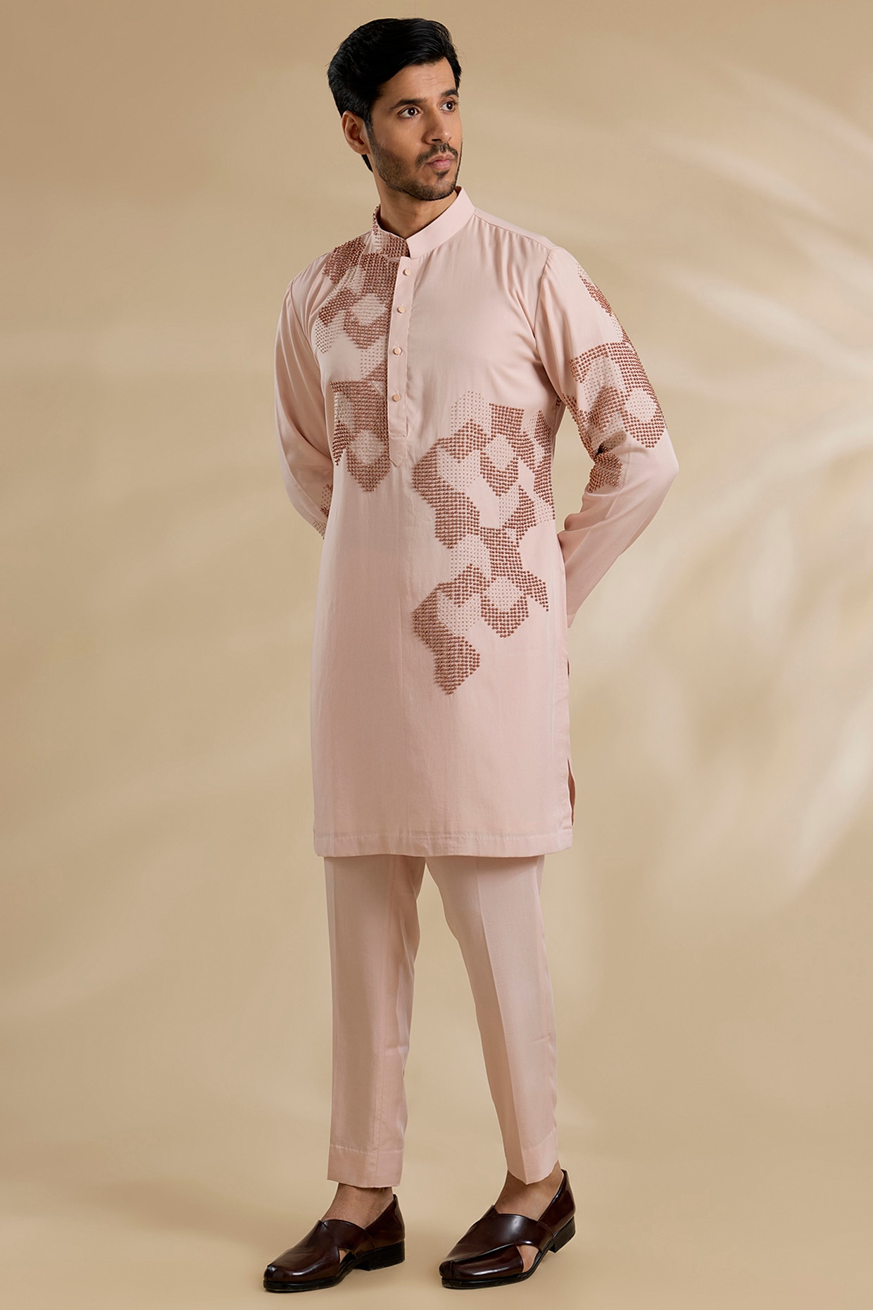 Qbik Blush Pink Tencel Kurta Set