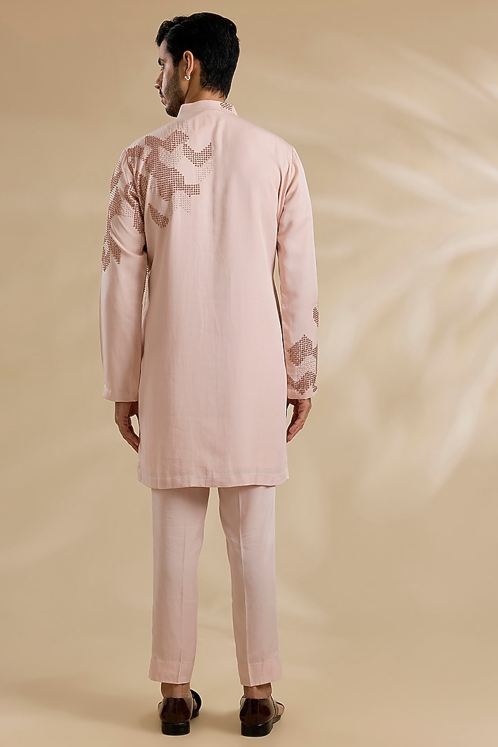 Blush Pink Tencel Kurta Set by Qbik Men at Pernia's Pop Up Shop