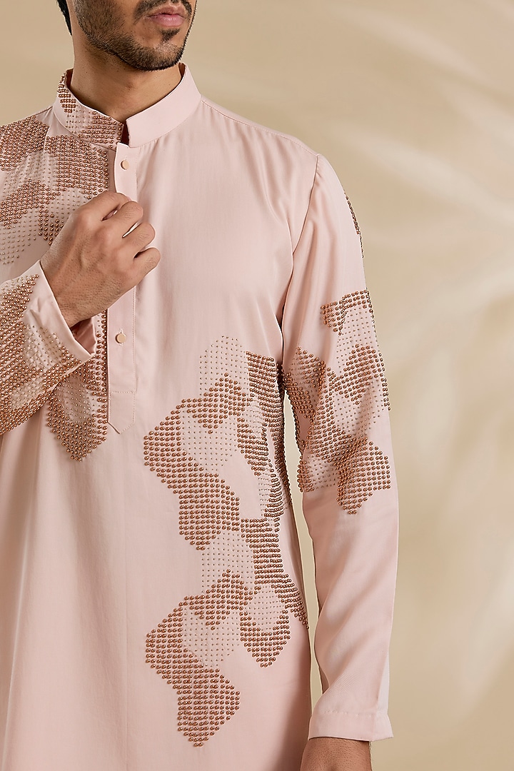 Blush Pink Tencel Kurta Set by Qbik Men at Pernia's Pop Up Shop