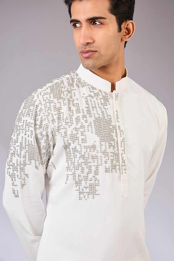 Ivory Cotton & Cotton Matka Kurta Set by Qbik Men at Pernia's Pop Up Shop