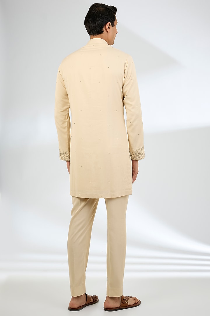 Fawn-Colored Tencel Kurta Set by Qbik Men at Pernia's Pop Up Shop