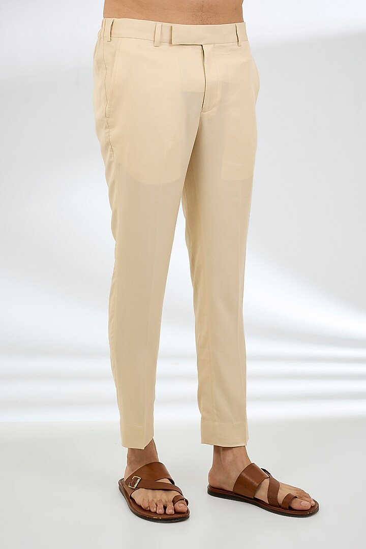Fawn-Colored Tencel Kurta Set by Qbik Men at Pernia's Pop Up Shop