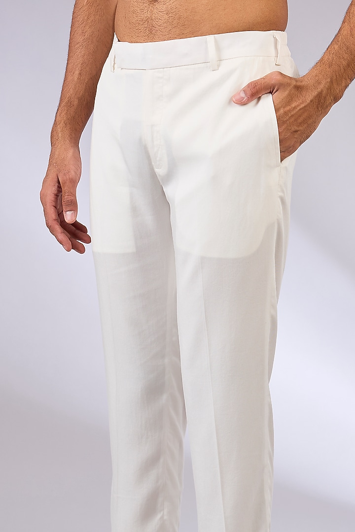 Ivory Cotton & Cotton Matka Pants by Qbik Men at Pernia's Pop Up Shop