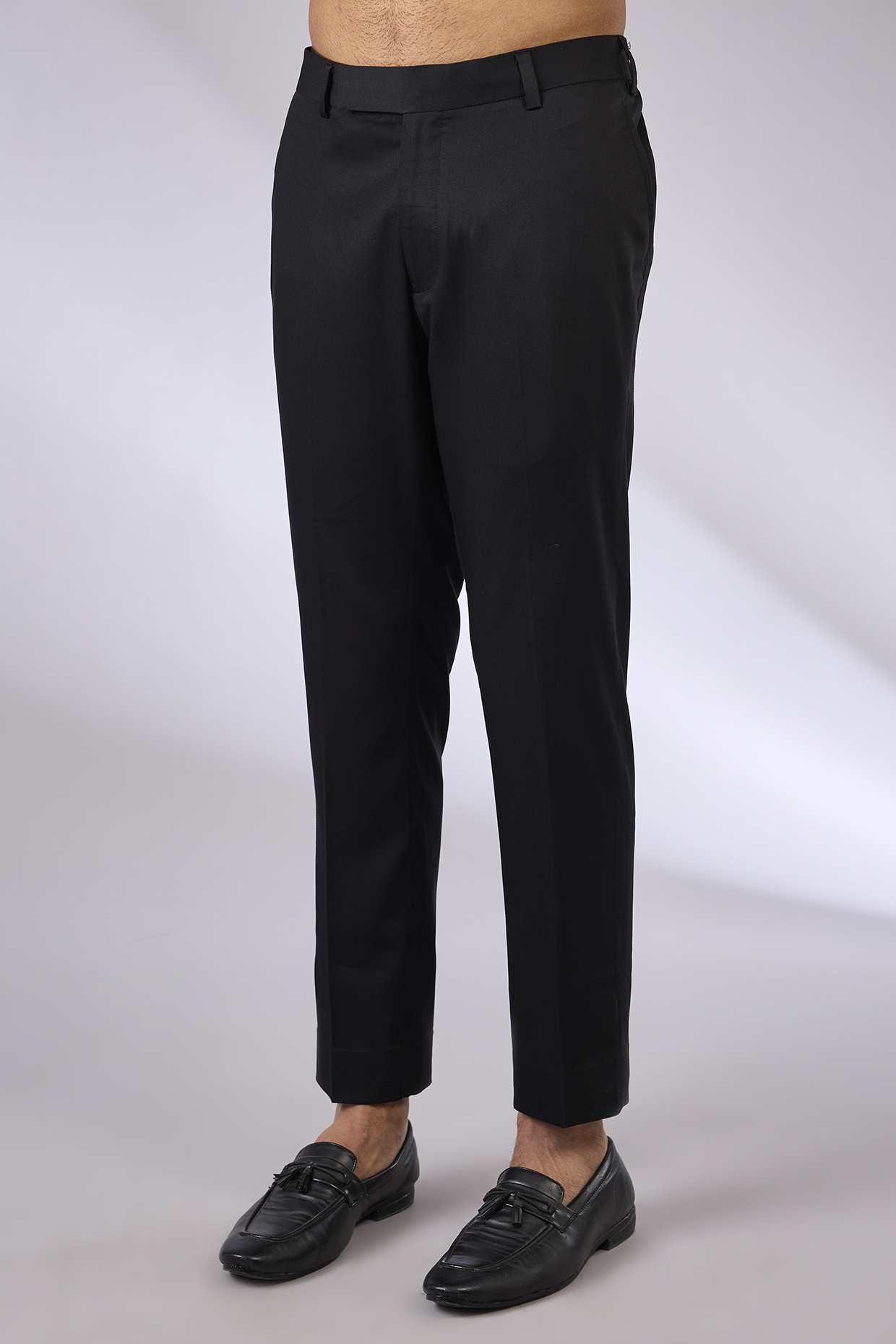 Black Cotton & Cotton Matka Pants by Qbik Men