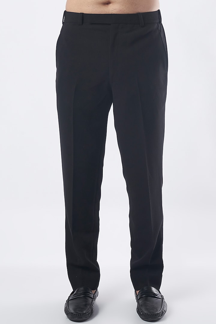 Black Viscose Wool Wedding Bandhgala Jacket Set by Qbik Men at Pernia's Pop Up Shop