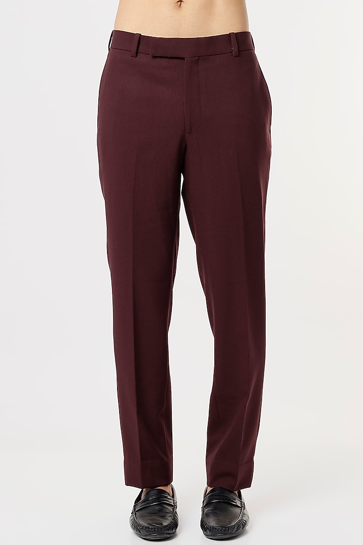Wine Viscose Wool Wedding Bandhgala Jacket Set by Qbik Men at Pernia's Pop Up Shop