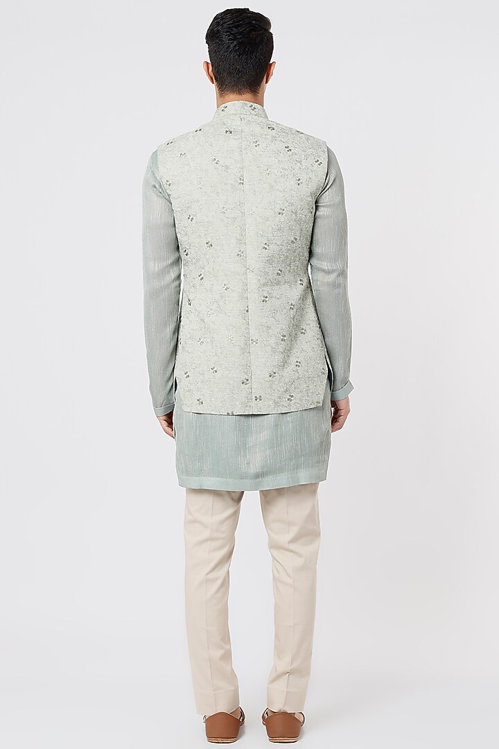 Grey Embroidered Bundi Jacket With Kurta Set by Qbik Men at Pernia's Pop Up Shop