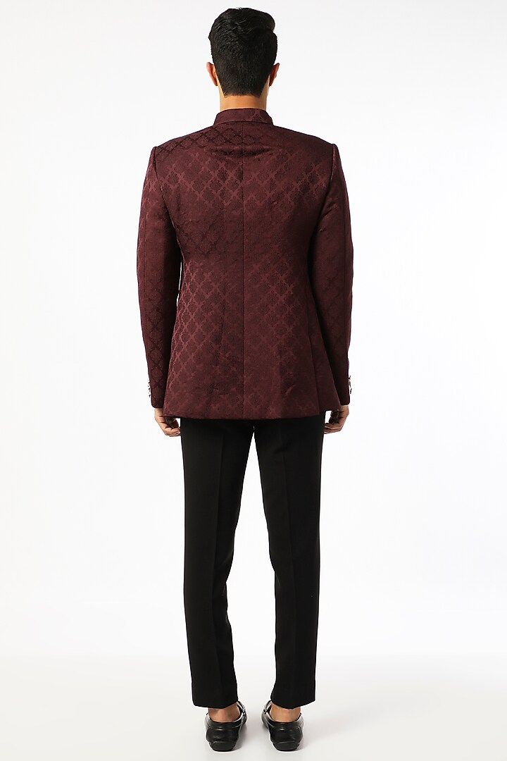 Wine Viscose Wedding Bandhgala Jacket Set by Qbik Men at Pernia's Pop Up Shop