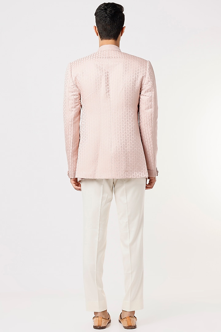 Blush Pink Viscose Wedding Bandhgala Jacket Set by Qbik Men at Pernia's Pop Up Shop