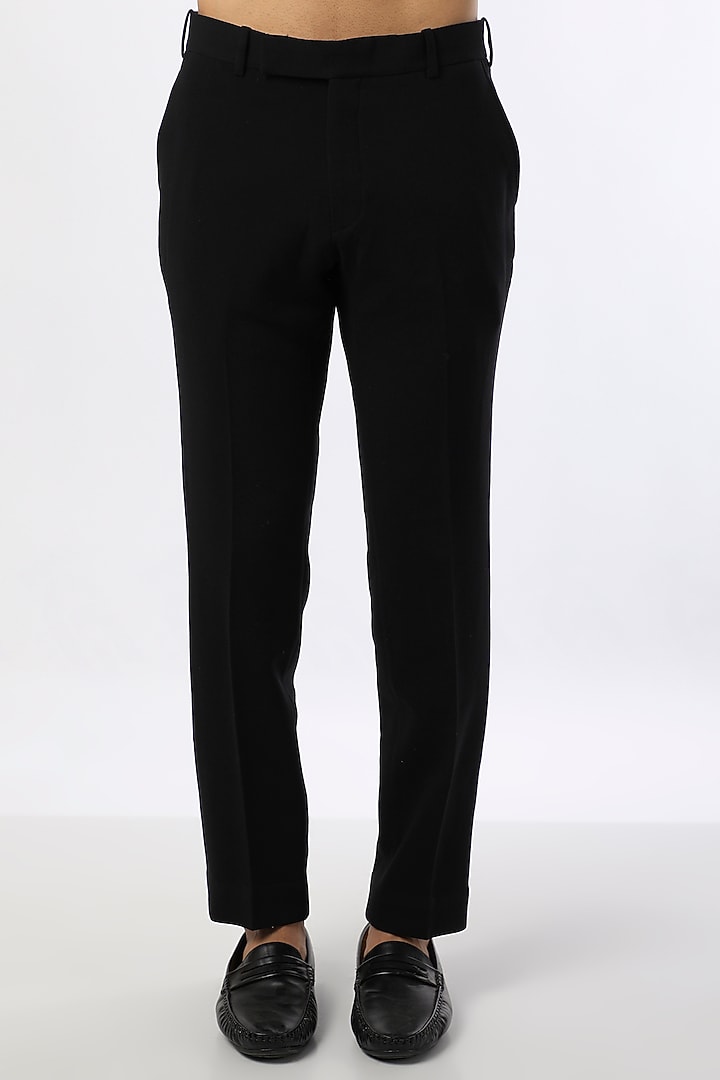Black Viscose Wool Indo Western Set With Drape by Qbik Men at Pernia's Pop Up Shop