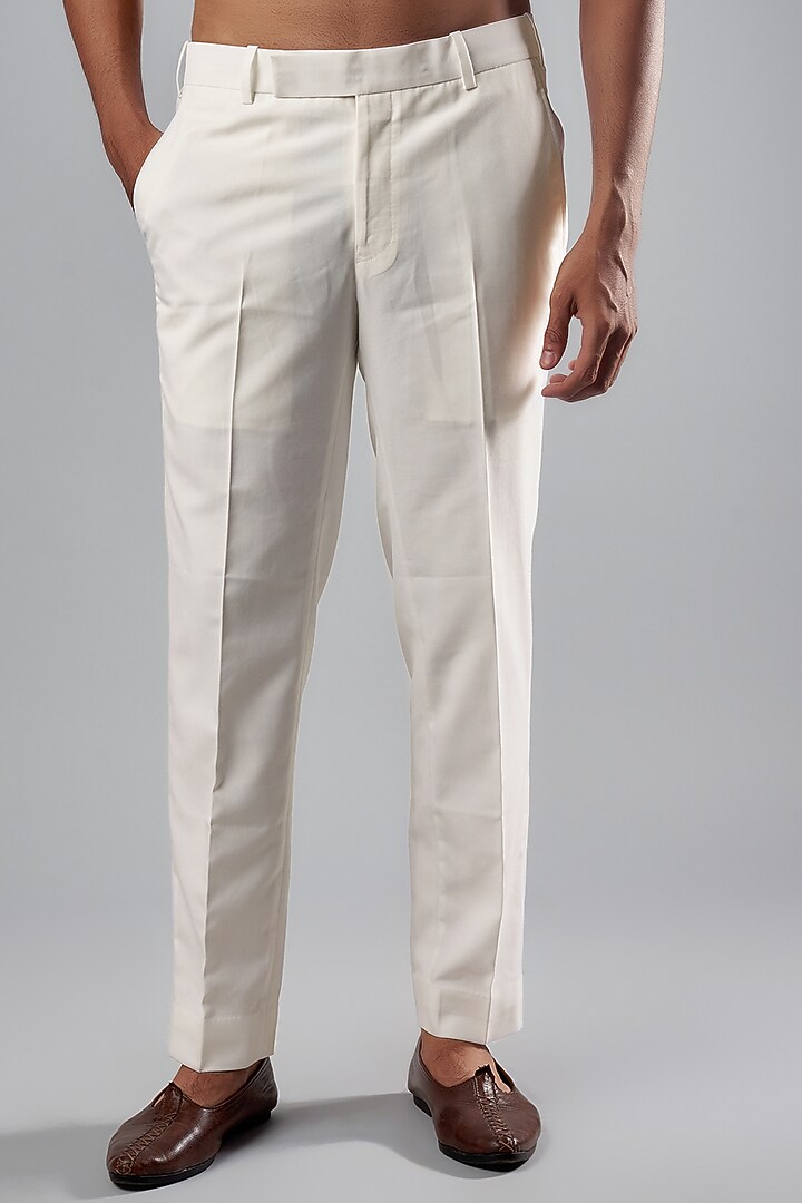 Ivory Cotton Jacquard Embroidered Wedding Indowestern Set by Qbik Men at Pernia's Pop Up Shop