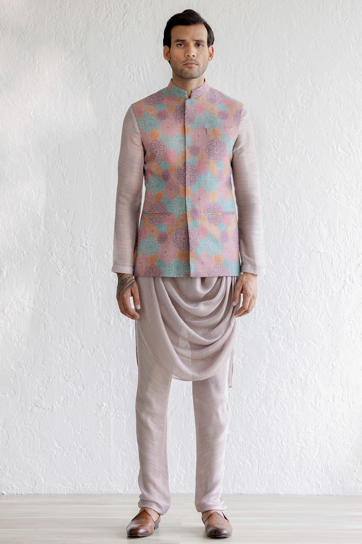 Buy Blue Linen Silk Embroidered Kashmiri Jamawar Jacket And Kurta Set For  Men by Jatin Malik Online at Aza Fashions.