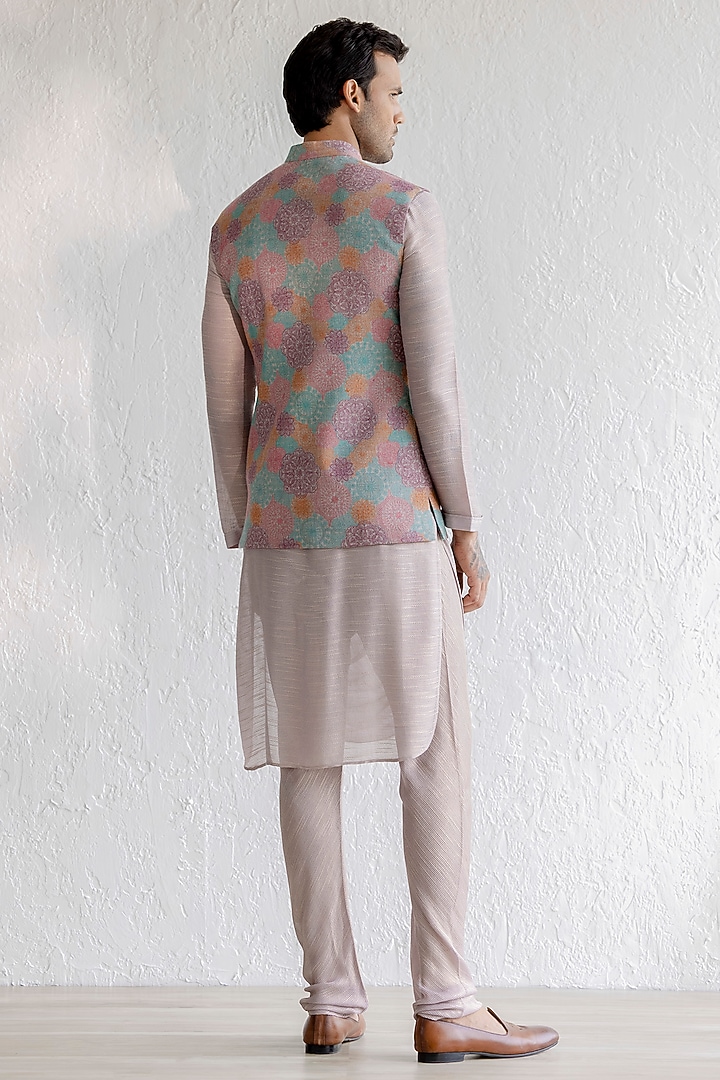 Multi-Colored Kashmiri Embroidered Nehru Jacket Set by Qbik Men at Pernia's Pop Up Shop