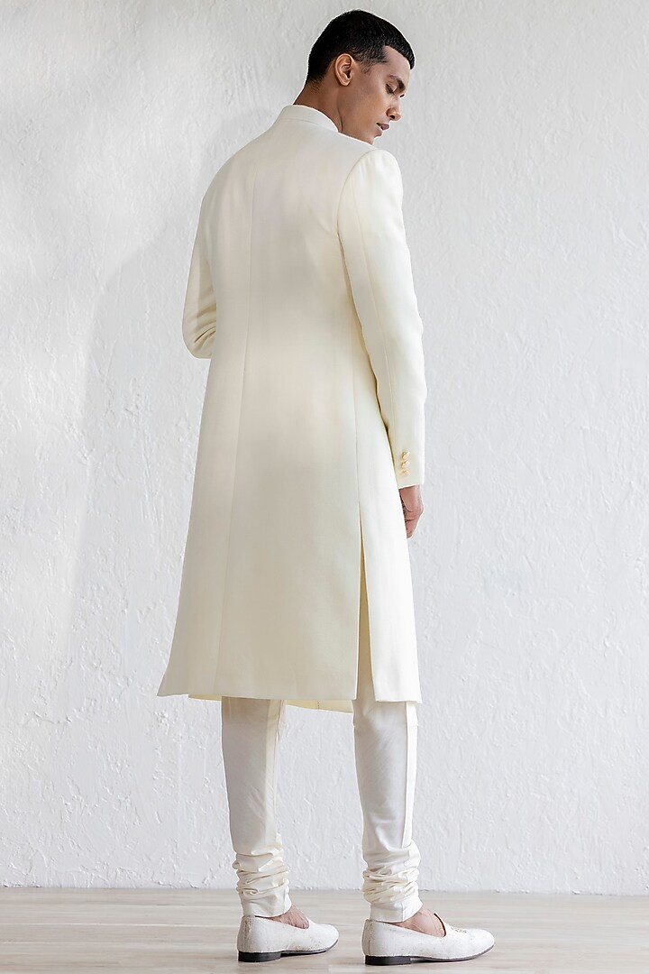 Ivory Pashmina Groom Sherwani Set by Qbik Men at Pernia's Pop Up Shop