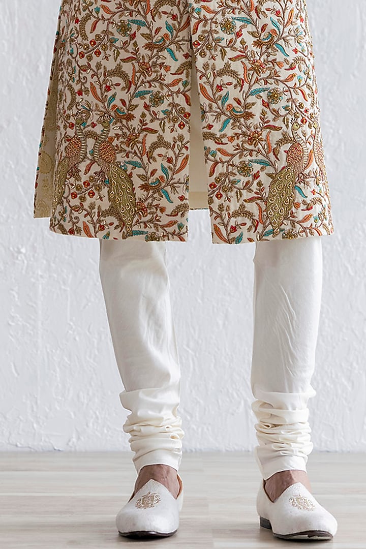 Multi-Colored Kashmiri Embroidered Groom Sherwani Set by Qbik Men at Pernia's Pop Up Shop