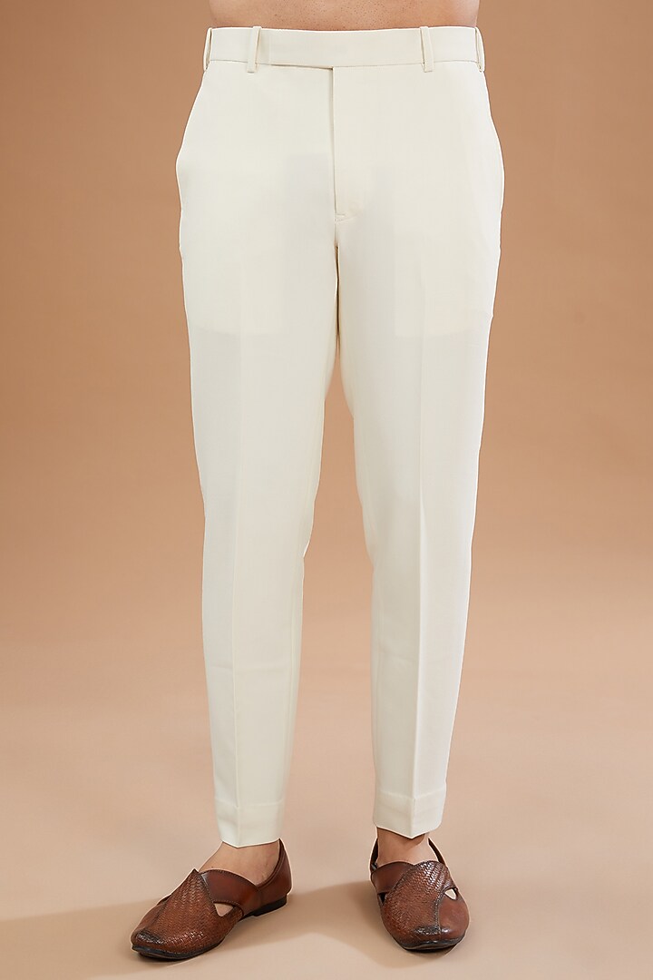 Ivory Raw Silk Zari Embroidered Wedding Bandhgala Set by Qbik Men at Pernia's Pop Up Shop