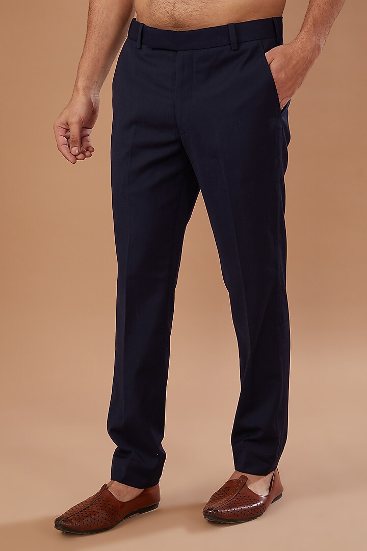 Blue Velvet Gunmetal Embroidered Groom Indowestern Set by Qbik Men at Pernia's Pop Up Shop