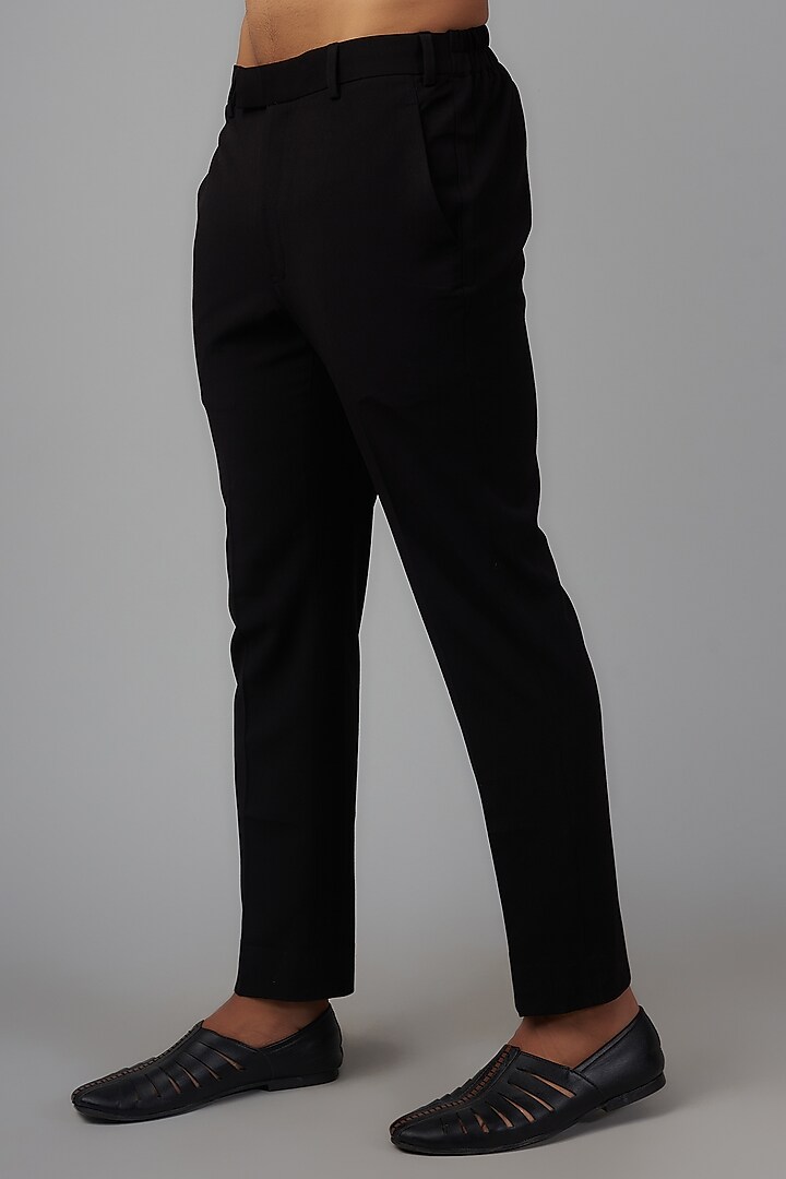 Black Pashmina Silk Embroidered Nehru Jacket Set by Qbik Men at Pernia's Pop Up Shop