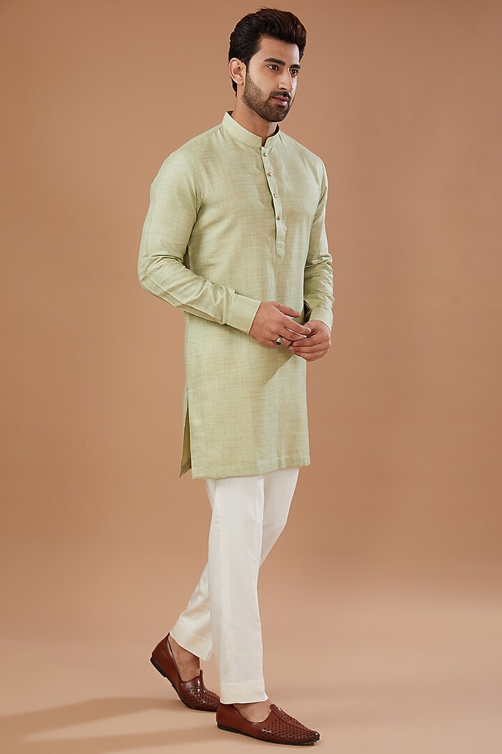 Light Fawn Pashmina Silk Thread Embroidered Nehru Jacket Set by Qbik Men at Pernia's Pop Up Shop