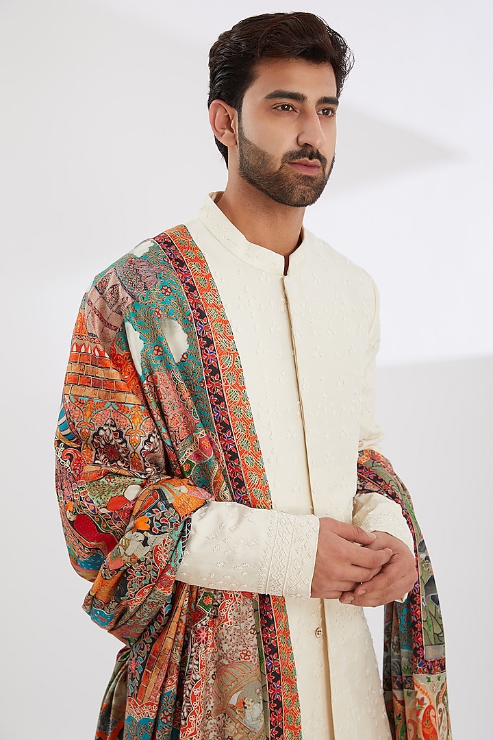 Multi-Colored Wool Embroidered Shawl by Qbik Men at Pernia's Pop Up Shop