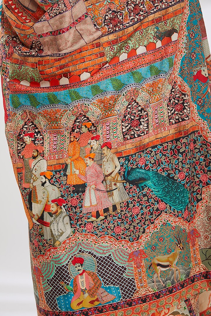 Multi-Colored Wool Embroidered Shawl by Qbik Men at Pernia's Pop Up Shop