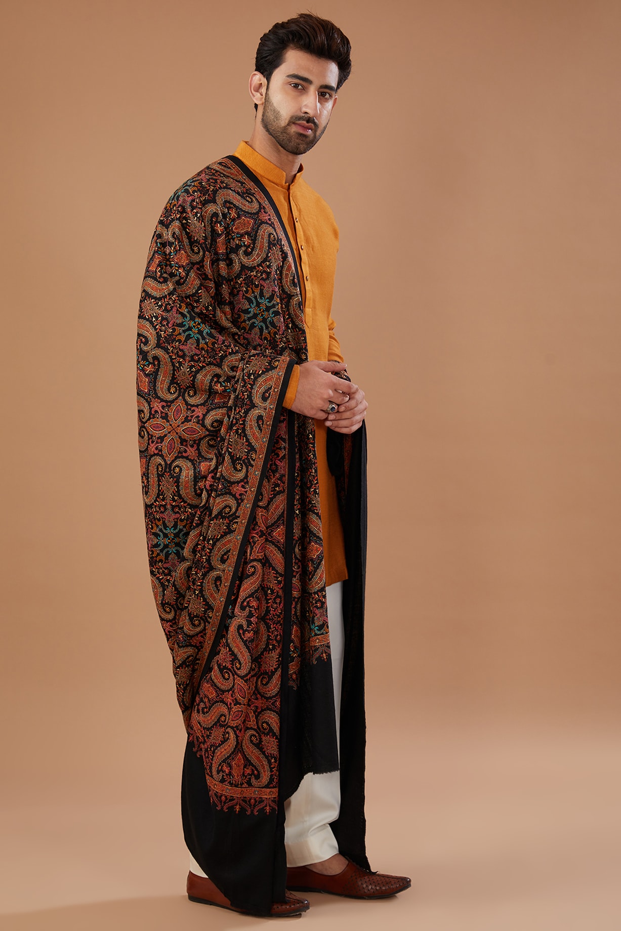 Punjabi Kurta Pajama With Shawl Shawl Punjabi Look Kurta Pajama - Main Image