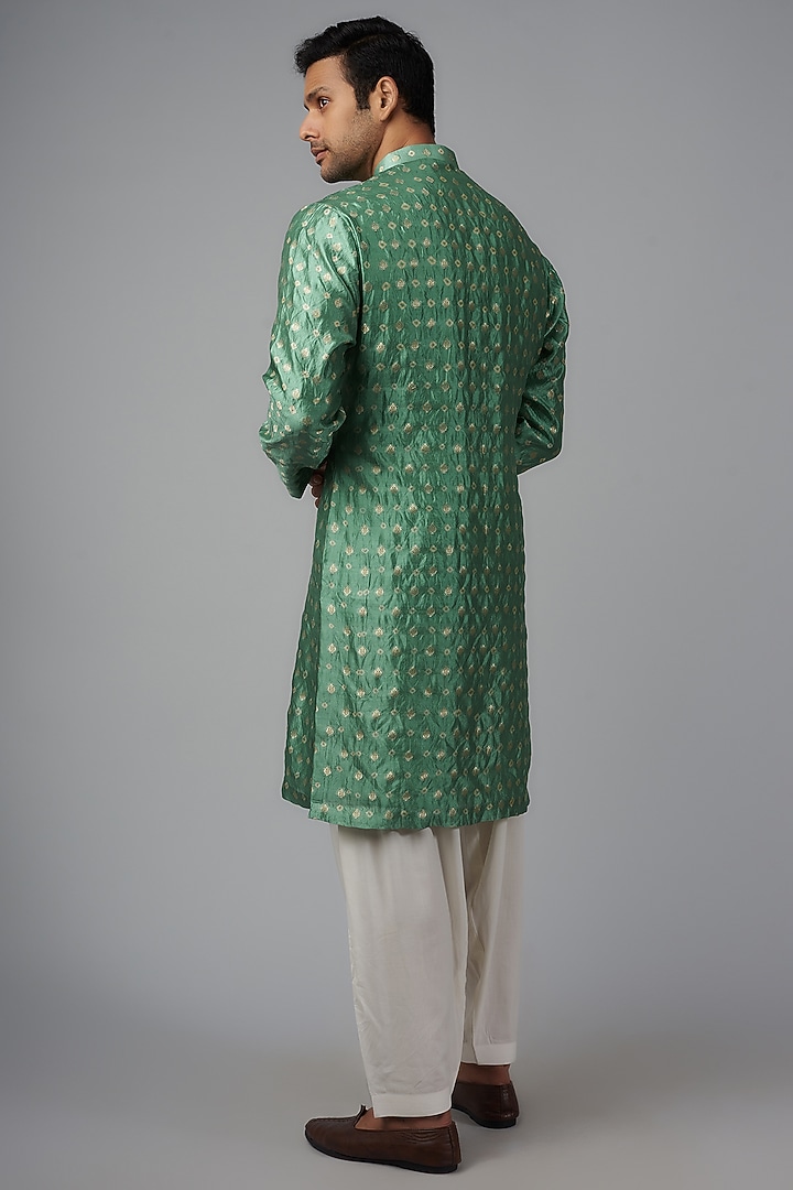 Mint Banarasi Silk Kurta Set by Qbik Men at Pernia's Pop Up Shop
