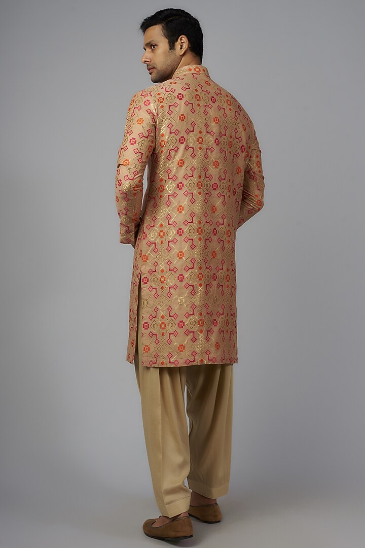 Beige Chanderi Kurta Set by Qbik Men at Pernia's Pop Up Shop