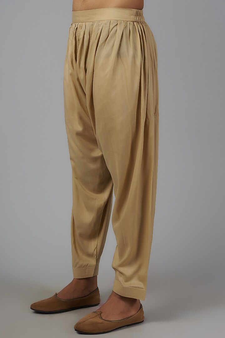 Beige Chanderi Kurta Set by Qbik Men at Pernia's Pop Up Shop