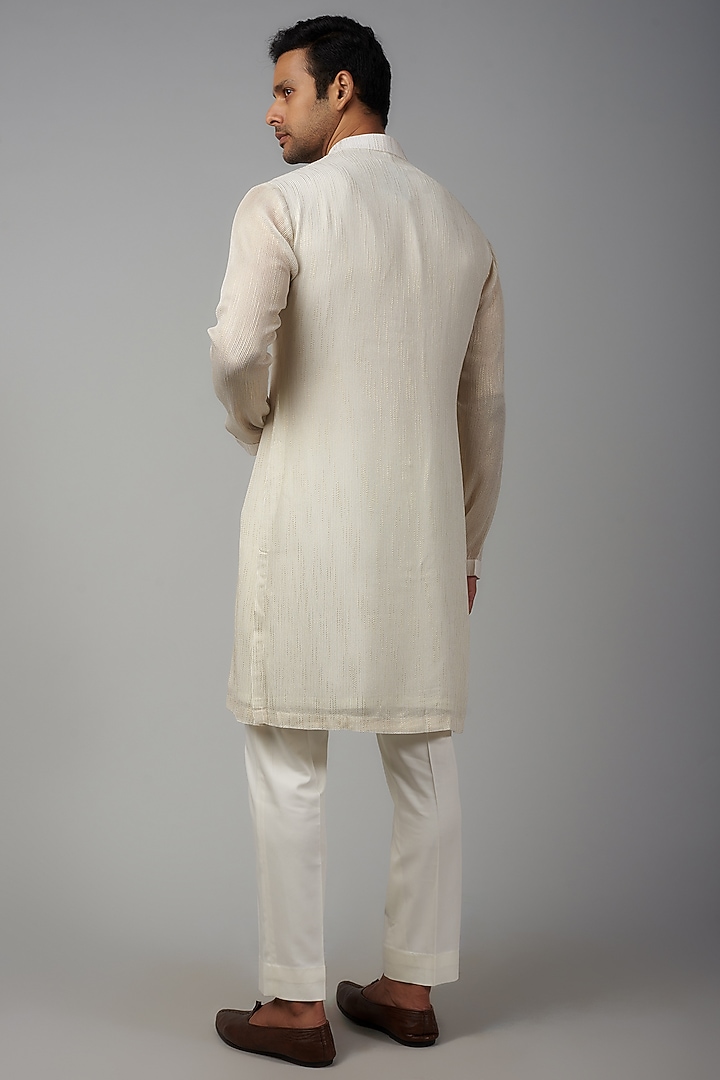 Ivory Georgette kurta Set by Qbik Men at Pernia's Pop Up Shop