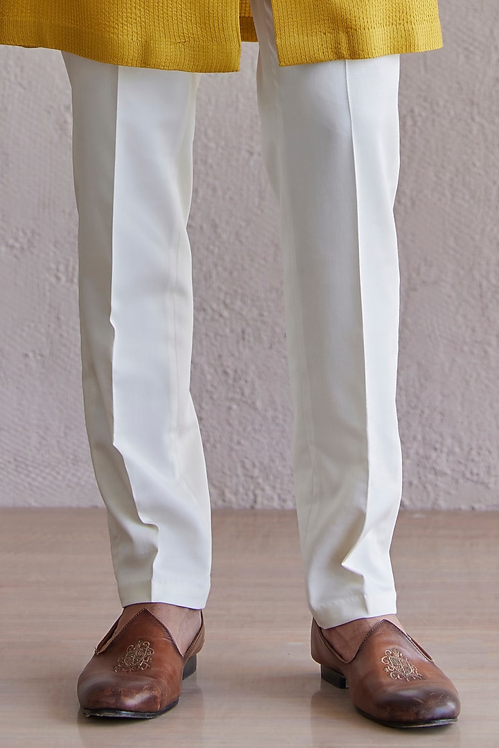 Mustard Cotton Matka Panelled Nehru Jacket Set by Qbik Men at Pernia's Pop Up Shop