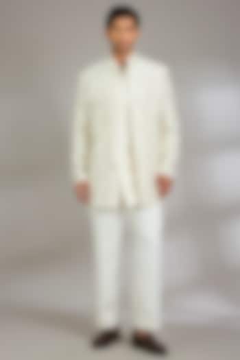 Ivory Silk Groom Indowestern Set by Qbik Men at Pernia's Pop Up Shop