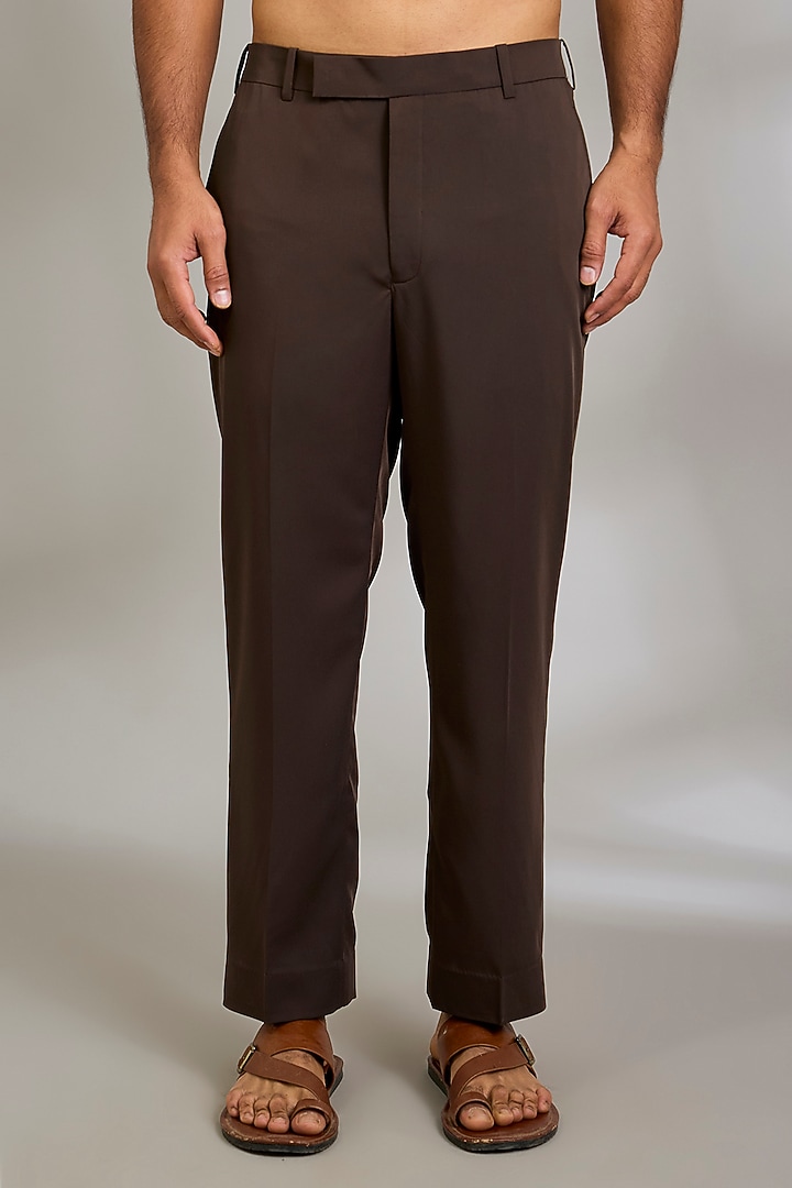 Dark Brown Velvet Groom Indowestern Set by Qbik Men at Pernia's Pop Up Shop