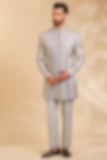 Ivory Silk Groom Indowestern Set by Qbik Men at Pernia's Pop Up Shop