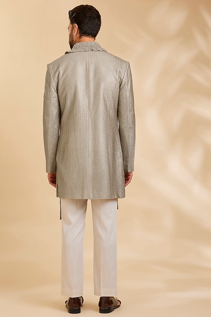 Sage Silk Groom Indowestern Set by Qbik Men at Pernia's Pop Up Shop