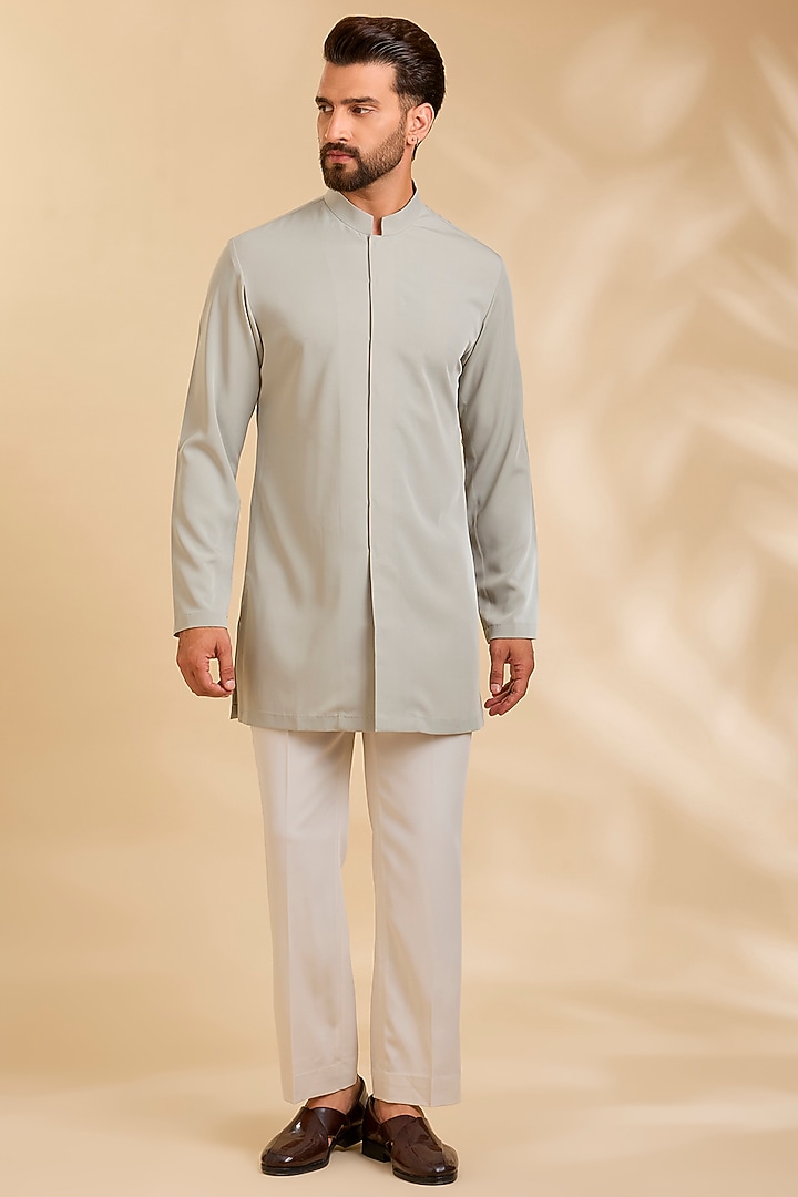 Sage Silk Groom Indowestern Set by Qbik Men at Pernia's Pop Up Shop