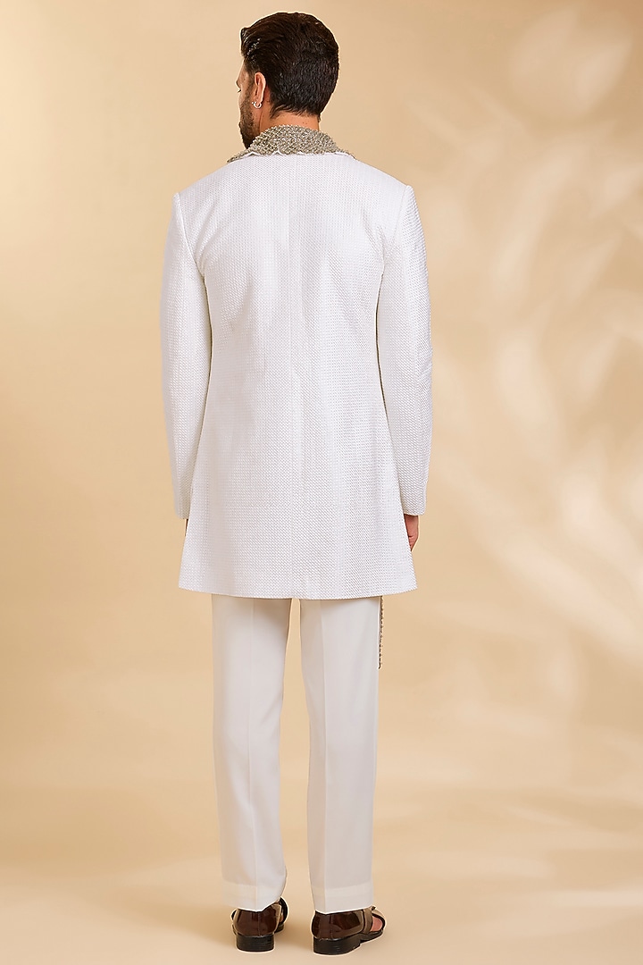 Ivory Silk Groom Indowestern Set by Qbik Men at Pernia's Pop Up Shop