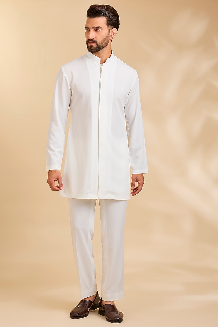 Ivory Silk Groom Indowestern Set by Qbik Men at Pernia's Pop Up Shop