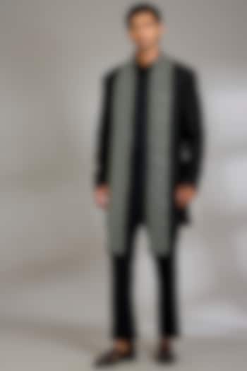 Black Suiting Fabric Groom Indowestern Set by Qbik Men at Pernia's Pop Up Shop