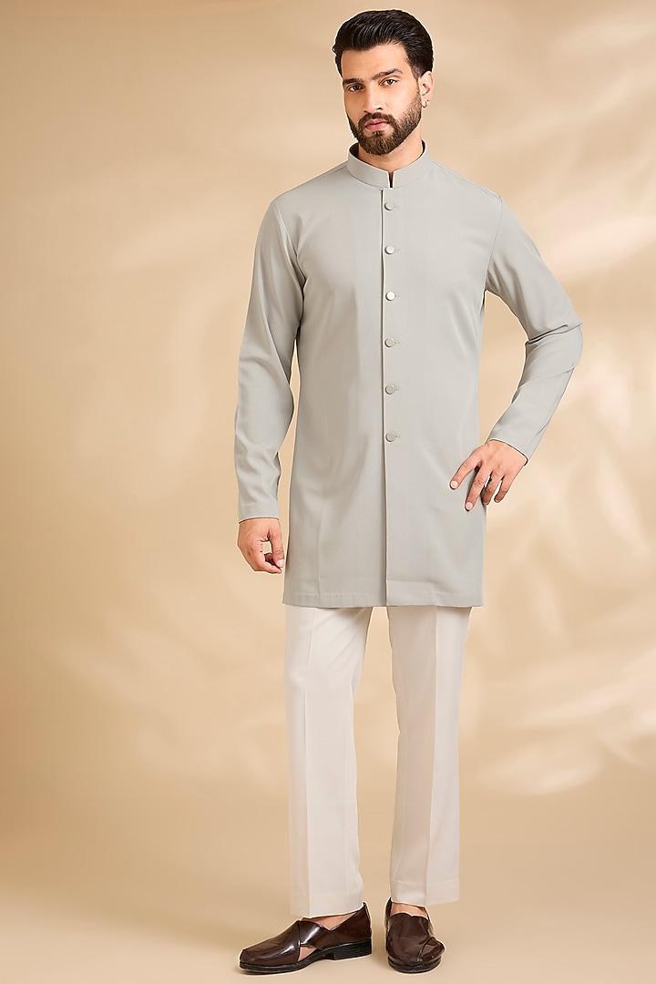 Sage Silk Groom Indowestern Set by Qbik Men at Pernia's Pop Up Shop