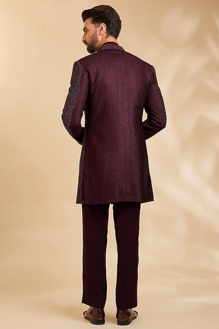 Wine Suiting Groom Indowestern Set by Qbik Men at Pernia's Pop Up Shop