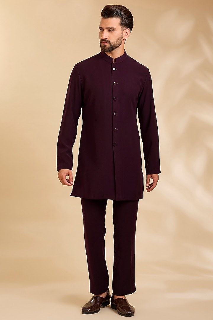 Wine Suiting Groom Indowestern Set by Qbik Men at Pernia's Pop Up Shop