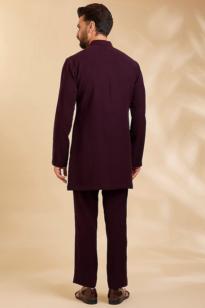 Wine Suiting Groom Indowestern Set by Qbik Men at Pernia's Pop Up Shop