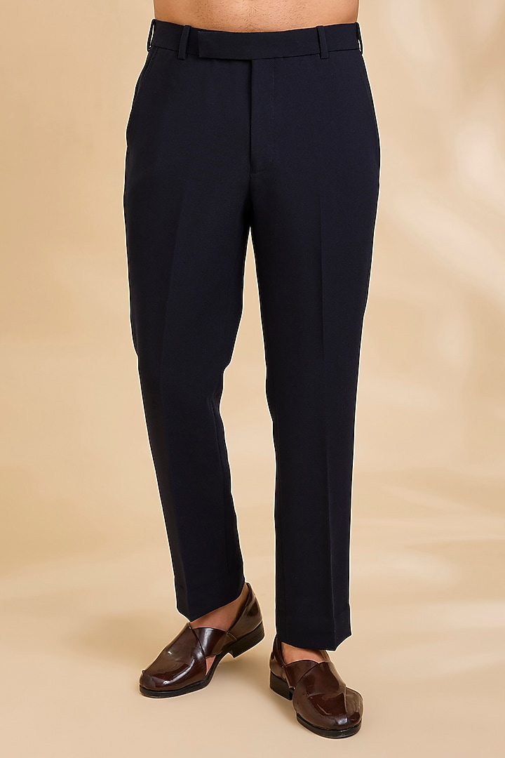 Navy Blue Suiting Groom Indowestern Set by Qbik Men at Pernia's Pop Up Shop