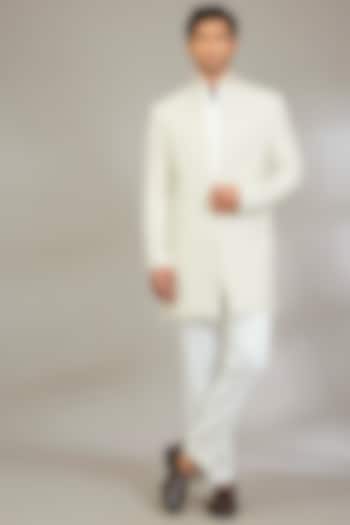 Ivory Silk Groom Indowestern Set by Qbik Men at Pernia's Pop Up Shop